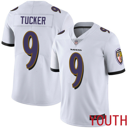 Baltimore Ravens Limited White Youth Justin Tucker Road Jersey NFL Football 9 Vapor Untouchable